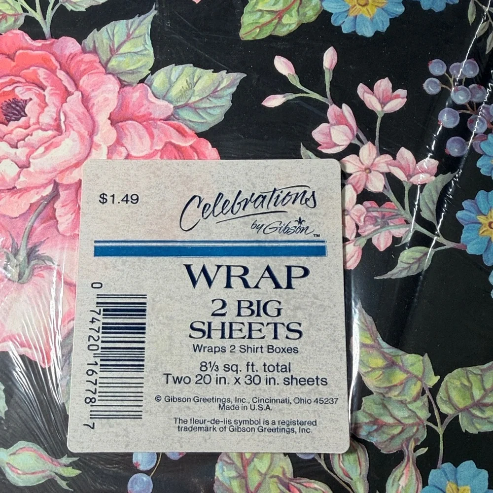 5/$25 VINTAGE Birthday Wrapping Paper Floral Roses